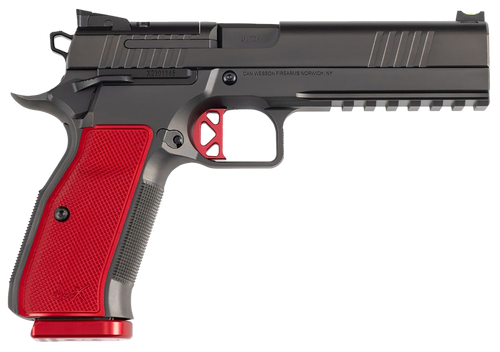 Dan Wesson 92013 DWX  9mm Luger 10+1 4.95" Black Match Grade Barrel, Black DLC Optics Ready Serrated Steel Slide, Black Aluminum Frame w/Beavertail & Picatinny Rail, Red Textured Aluminum Grip