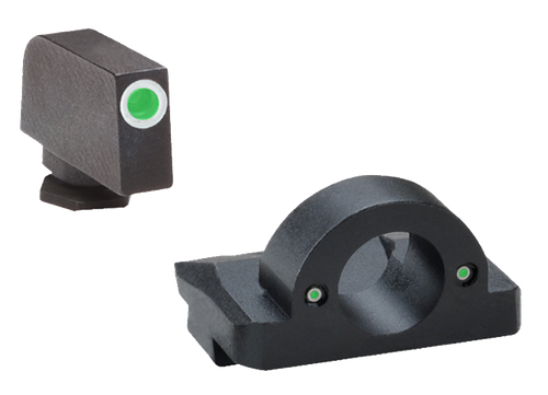 AmeriGlo GL125 Ghost Ring Sight Set for Glock  Green Tritium White Outline Front Sight-Green Tritium Rear Sight