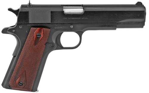 Colt Mfg O1911C38 1911 Government 38 Super 9+1 5" Blued National Match Barrel, Serrated Steel Slide & Frame w/Beavertail, Black Cherry Checkered G10 Grip