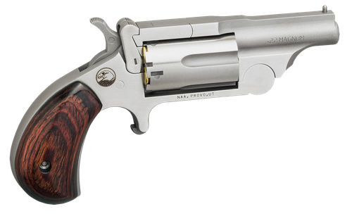 North American Arms 22MR Ranger II  22 WMR 5 Shot 1.63" Satin Stainless Steel Barrel & Frame, Stainless Cylinder, Rosewood Birdshead Grip, Exposed Hammer