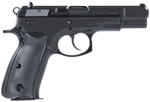 CZ-USA 91130 75BD  9mm Luger 16+1 4.60" Black Steel Barrel, Black Steel Serrated Slide, Black Polycoat Steel Frame w/Beavertail, Black Plastic Grip, Ambidextrous