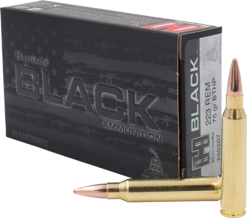 Hornady 80267 Black  223Rem 75gr Boat Tail Hollow Point 20 Per Box/10 Case