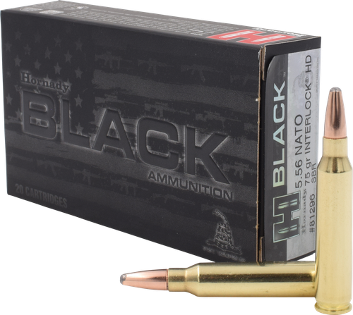 Hornady 81296 Black  5.56x45mmNATO 75gr InterLock Heavy Duty 20 Per Box/10 Case