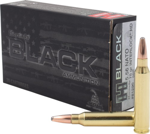 Hornady 81296 Black  5.56x45mmNATO 75gr InterLock Heavy Duty 20 Per Box/10 Case