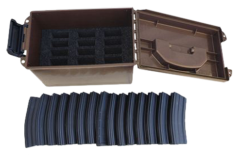 MTM Case-Gard TMC15 Tactical Mag Can  Flat Dark Earth Polymer 5.56x45mm NATO Fits AR-Platform