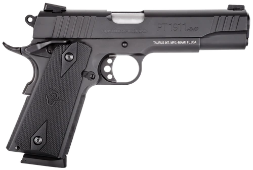 Taurus 1-191101FS 1911  Full Size 45 ACP 8+1 5" Matte Stainless Steel Barrel, Matte Black Serrated Steel Slide & Frame, Black Checkered Polymer Grip, Right Hand