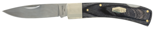 Old Timer 1135989 Heritage Series Bruin 50th Anniversary 2.80" Drop Point Plain D2 Steel Blade 3.70" Black Wood Laminate Handle