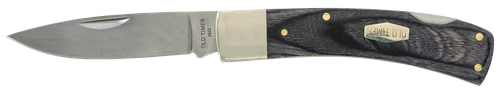 Old Timer 1135989 Heritage Series Bruin 50th Anniversary 2.80" Drop Point Plain D2 Steel Blade 3.70" Black Wood Laminate Handle