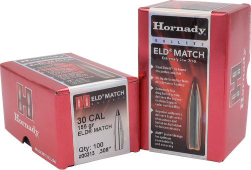 Hornady 30313 ELD Match  30 Cal .308 155 gr Extremely Low Drag Match 100 Per Box/ 15 Case