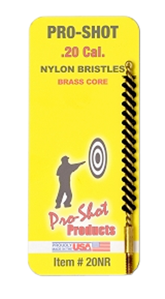 Pro-Shot 20NR Bore Brush  .20 Cal Rifle #5-40" Thread Nylon Bristles Brass Core