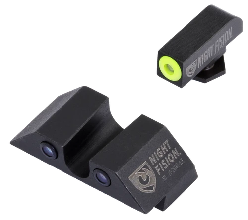 Night Fision GLK001007YGZ Tritium Night Sights For Glock  Green Tritium Yellow Outline Front Sight- Green Tritium Black Outline Rear Sight Glock 17/17L/19/22