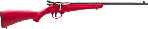 Savage Arms 13795 Rascal  Youth 22 LR 1rd 16.13" Matte Black Sporter Barrel, Matte Black Carbon Steel Receiver, Red Fixed Synthetic Stock, Right Hand