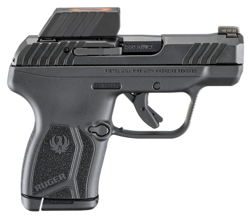 Ruger 13758 LCP Max Compact Frame 380 ACP 10+1 2.80" Black Nitride Barrel, Black Nitride Alloy Steel Serrated Slide, Black Polymer Frame Textured Grip, Ruger ReadyDot Reflex Sight
