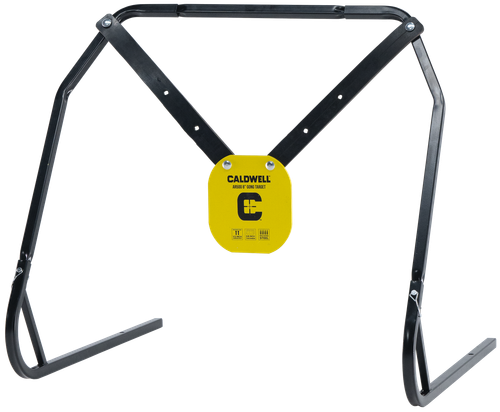 Caldwell 1140016 Gong & Target Stand  8" Yellow AR500 Steel Gong Hanging Includes XL Strap Hangers