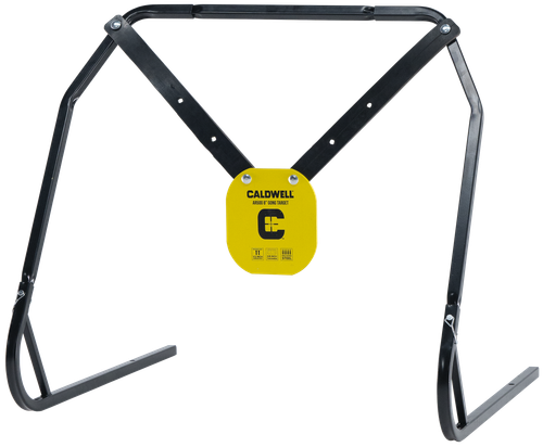 Caldwell 1140016 Gong & Target Stand  8" Yellow AR500 Steel Gong Hanging Includes XL Strap Hangers