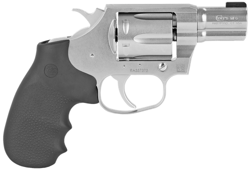Colt Mfg COBRASB2BB Cobra  38 Special 6 Shot 2" Brushed Stainless Steel Barrel & Cylinder,  Matte Stainless  Frame, Black Hogue Rubber w/Finger Grooves Grip