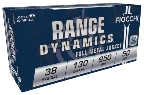 Fiocchi 38A Range Dynamics  38Special 130gr Full Metal Jacket 50 Per Box/20 Case