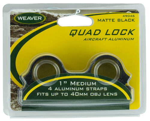 Weaver Mounts 49046 Quad Lock Detachable Rings  Matte Black 1" Medium