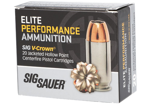Sig Sauer E40SW220 Elite Performance  40S&W 180gr V-Crown Jacketed Hollow Point 20 Per Box/10 Case