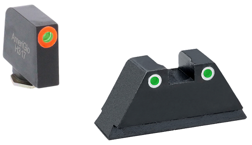 AmeriGlo GL331 Optic Compatible Sight Set for Glock  XL Tall Green Tritium Orange Outline Front Sight-Green Tritium White Outline Rear Sight