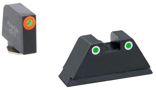 AmeriGlo GL331 Optic Compatible Sight Set for Glock  XL Tall Green Tritium Orange Outline Front Sight-Green Tritium White Outline Rear Sight