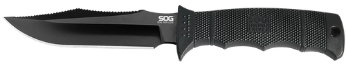 S.O.G SOGE37SNCP Seal Pup Elite 4.85" Fixed Clip Point Plain Black Hardcased TiCN AUS-8A SS Blade/Black w/Grip Lines GRN Handle Includes Lanyard/Sheath