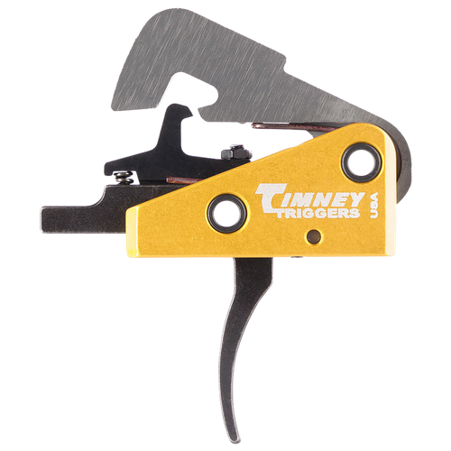 Timney Triggers 670 Competition Trigger  Single-Stage Curved Trigger with 4 lbs Draw Weight & Black/Gold Finish for AR-10