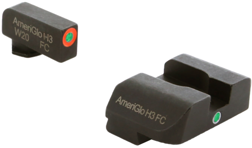 AmeriGlo GL201 i-Dot Sight  Set for Glock  Green Tritium Orange Outline Front Sight-Green Tritium Rear Sight