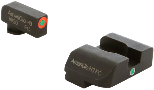 AmeriGlo GL201 i-Dot Sight  Set for Glock  Green Tritium Orange Outline Front Sight-Green Tritium Rear Sight