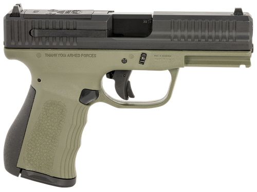 FMK FMKG49OD G3  9mm Luger 14+1 4" Stainless Steel Barrel, Black Optic Cut/Serrated Carbon Steel Slide, OD Green Polymer Frame w/Picatinny Rail, Black Backstrap Grip