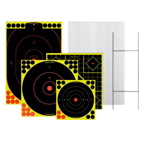 Birchwood Casey 38102 Sharpshooter Stand & Target Kit Standing Paper Black/Yellow 1 Frame/4 Targets