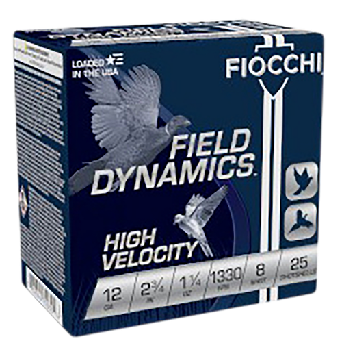 Fiocchi 12HV8 Field Dynamics High Velocity 12Gauge 2.75" 1 1/4oz 8Shot 25 Per Box/10 Case