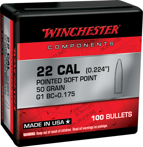 Winchester Ammo WB222SP50X Centerfire Rifle  222Rem 50gr Pointed Soft Point 100 Per Box/10 Case