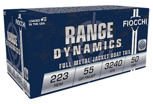 Fiocchi 223A Range Dynamics  223Rem 55gr Full Metal Jacket Boat Tail 50 Per Box/20 Case