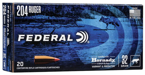 Federal V204VM32 Varmint & Predator  204Ruger 32gr Hornady V-Max 20 Per Box/10 Case