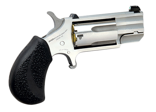 North American Arms PUGT Pug  22 WMR 5 Shot 1" Stainless Steel Barrel, Frame & Cylinder, Black Pebbled Rubber Grip, Exposed Hammer