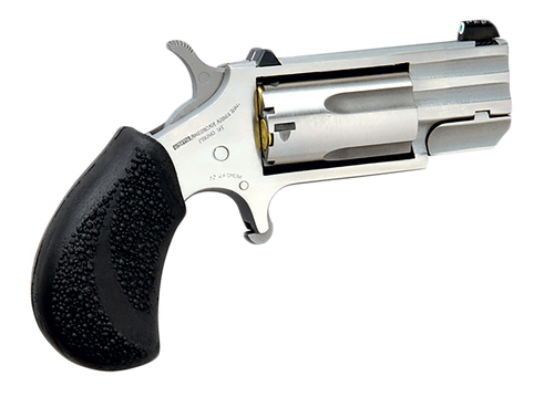 North American Arms PUGT Pug  22 WMR 5 Shot 1" Stainless Steel Barrel, Frame & Cylinder, Black Pebbled Rubber Grip, Exposed Hammer