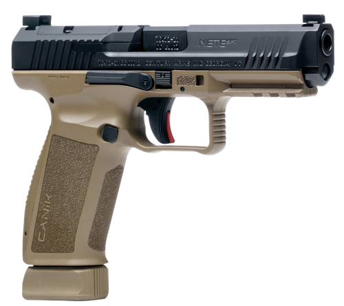 Canik HG5636N Mete SFT Full Size Frame 9mm Luger 20+1/18+1, 4.46" Black Match Grade Barrel, Black Nitride Serrated Steel Slide, Flat Dark Earth Polymer Frame w/Picatinny Rail, Ambidextrous