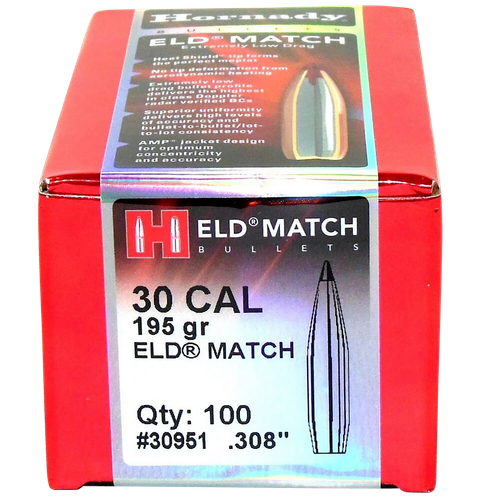 Hornady 30951 ELD Match  30 Cal .308 195 gr Extremely Low Drag Match 100 Per Box/ 15 Case