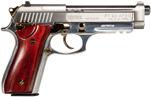 Taurus 1-920159GLD-HW1 92  Full Size Frame 9mm Luger 17+1 5" Matte Stainless Steel Barrel, Serrated Stainless Steel Slide, Natural Anodized Aluminum Frame w/Beavertail & Picatinny Rail, Rosewood Grip