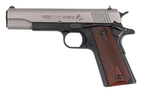 Colt Mfg O1911CTTE 1911 Government 45 ACP 8+1 5" Stainless Steel Serrated Slide, Matte Blued Steel Frame w/Beavertail, Double Diamond Checkered Wood Grip
