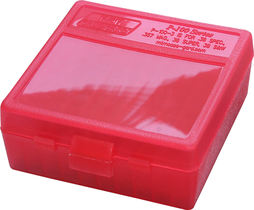 MTM Case-Gard P100329 Ammo Box Flip-Top Multi Caliber Clear Red Polypropylene 100rd