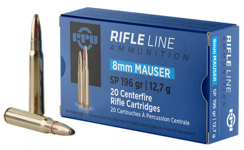 PPU PP8S Metric Rifle  8mmMauser 196gr Soft Point 20 Per Box/10 Case