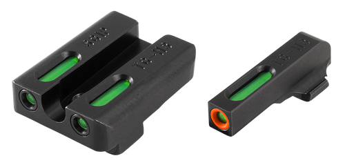 TruGlo TG13SG1PC TFX Pro  Black | Green Tritium & Fiber Optic Orange Outline Front Sight Green Tritium & Fiber Optic Rear Sight