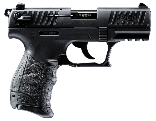 Walther Arms 5120333 P22 *CA Compliant 22 LR 10+1 3.42" Matte Black Tenifer Serrated/Steel Slide, Black Polymer Frame w/Picatinny Rail, Black Interchangeable Backstrap Grips