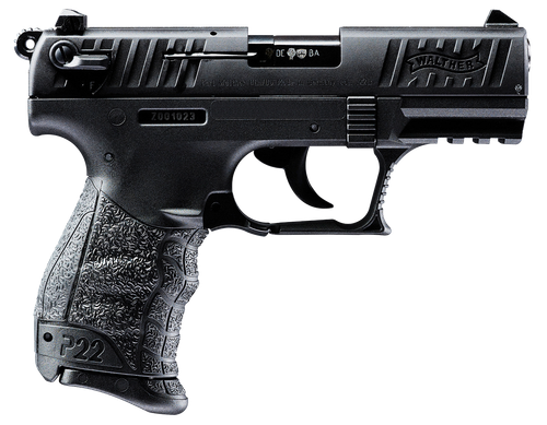 Walther Arms 5120333 P22 *CA Compliant 22 LR 10+1 3.42" Matte Black Tenifer Serrated/Steel Slide, Black Polymer Frame w/Picatinny Rail, Black Interchangeable Backstrap Grips