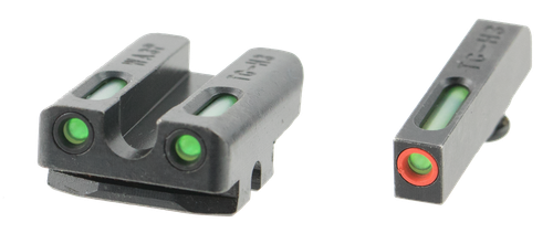 TruGlo TG13WA3PC TFX Pro  Black | Green Tritium & Fiber Optic Orange Outline Front Sight Green Tritium & Fiber Optic Rear Sight