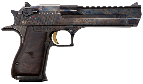 Magnum Research DE44CH Desert Eagle Mark XIX 44 Rem Mag 6" 8+1 Color Case Hardened Carbon Steel with Clear Cerakote Frame & Slide Walnut with Engraved Desert Eagle Logo Grip