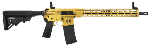 Hi-Point HP15R-556GOLD HP 15R 5.56 NATO 30+1 16" Black Threaded Barrel, Gold Aluminum Receiver w/Picatinny Rail, M-LOK Handguard, B5 Bravo Black Polymer Stock, Black B5 P Type 23 Grip