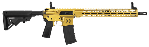 Hi-Point HP15R-556GOLD HP 15R 5.56 NATO 30+1 16" Black Threaded Barrel, Gold Aluminum Receiver w/Picatinny Rail, M-LOK Handguard, B5 Bravo Black Polymer Stock, Black B5 P Type 23 Grip